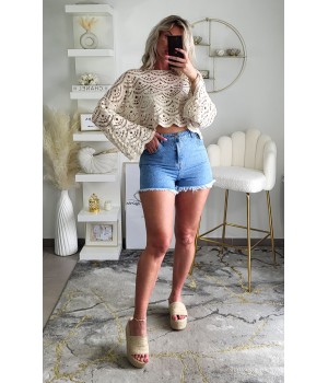 Short jean taille haute