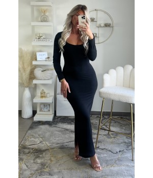 Robe longue black fente