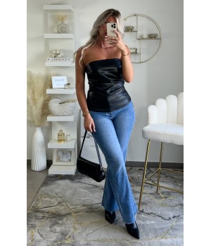 Faux leather peplum top