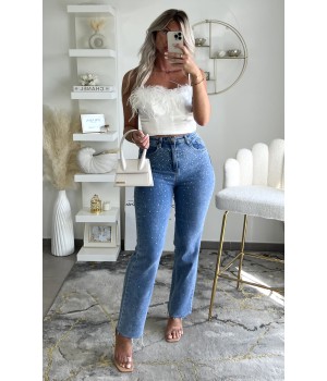 Stretch mom jeans with...