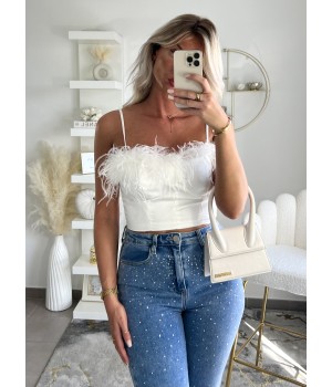 Top corset white plume
