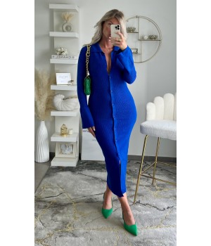 Robe pull chemise bleu royal