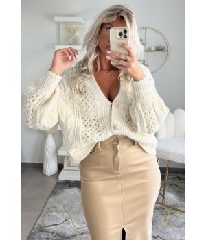 Cardigan white boutons dorés