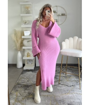 Robe pull rose loose fente