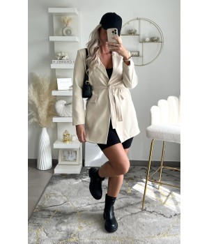 Robe blazer beige cintré