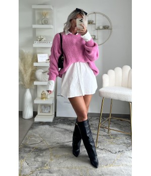 Pull rose oversize douceur