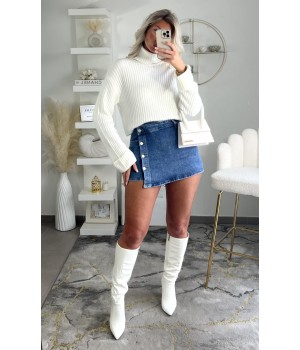 Jupe short denim brut