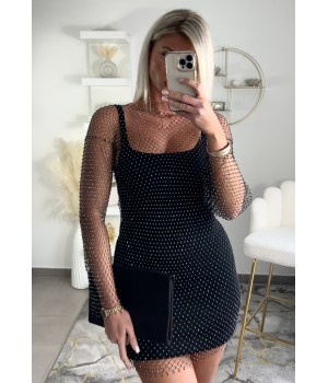 Rhinestone fishnet dress