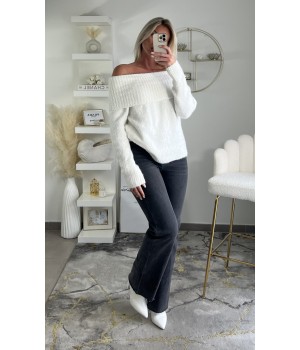 Thick white bardot sweater