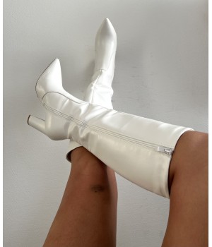 White imitation leather boots