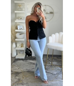 Jeans bleu flare taille...
