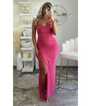 Long pink slit dress