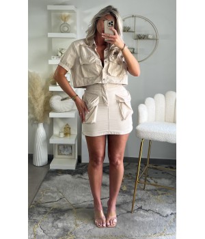 Beige parachute cargo skirt...