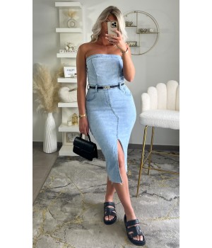 Robe bustier midi fente jeans