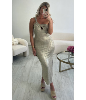 Gold slit midi dress