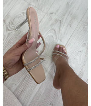 Talons strass beige