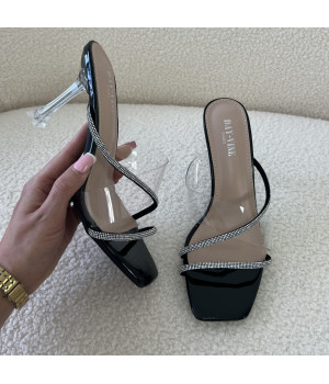 Black rhinestone heels