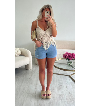 Short jeans bleu stretch