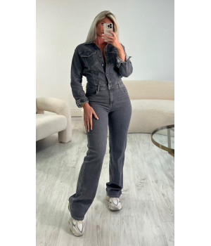 Grey denim jumpsuit hotsell
