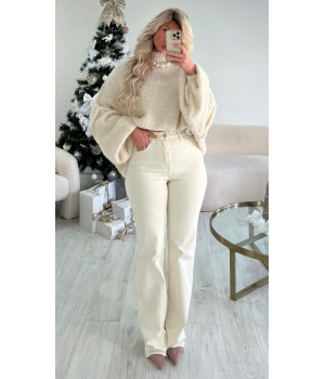 Beige flare stretch jeans