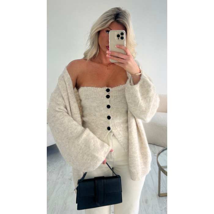 gilet maille beige