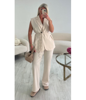 Ensemble blazer sans manche beige