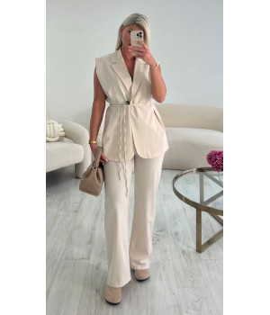 Ensemble blazer sans manche beige