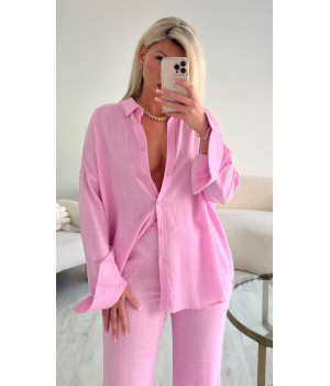 Chemise lin rose