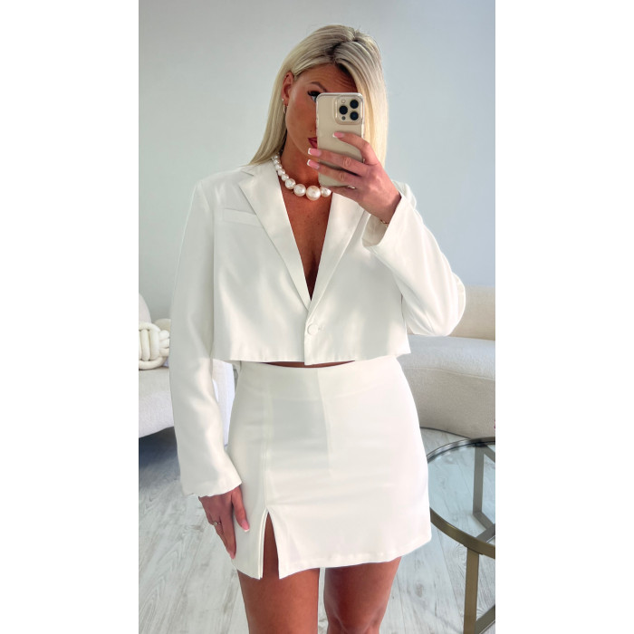 Blazer court blanc