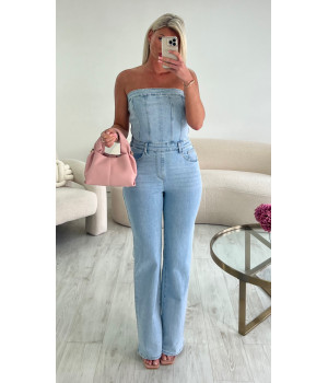 Combipantalon bustier jeans bleu
