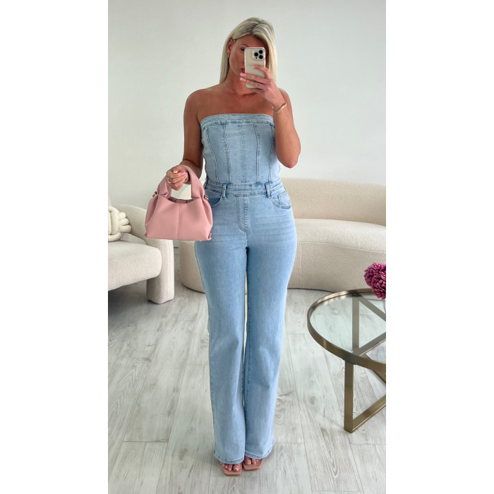 Combipantalon bustier jeans bleu