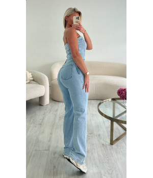 Combipantalon bustier jeans bleu