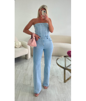 Combipantalon bustier jeans bleu