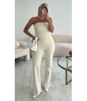 Combipantalon bustier jeans beige