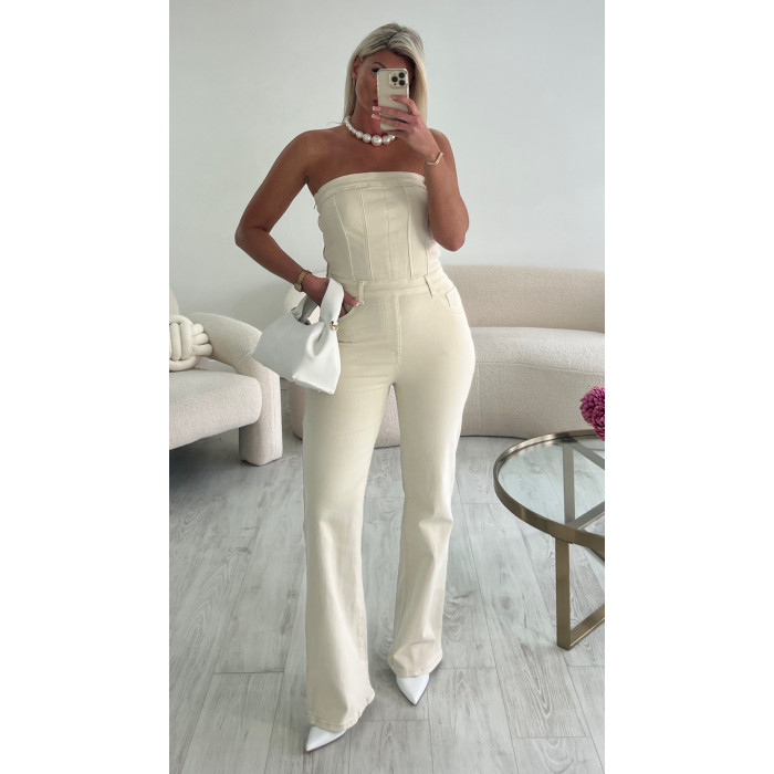 Combipantalon bustier jeans beige