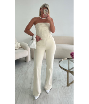 Combipantalon bustier jeans beige