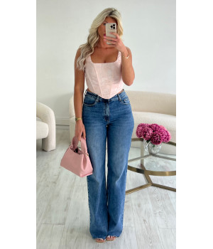 Top corset rose pâle relief...