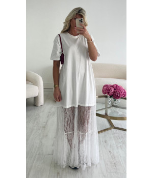 White lace t-shirt dress