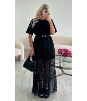 Robe t-shirt dentelle black