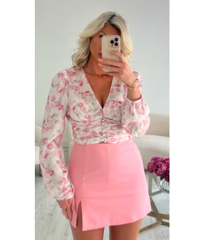 Fitted pink floral top