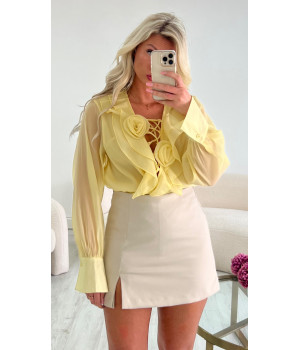 Jupe short fente beige