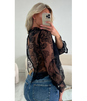 Blouse dentelle noir