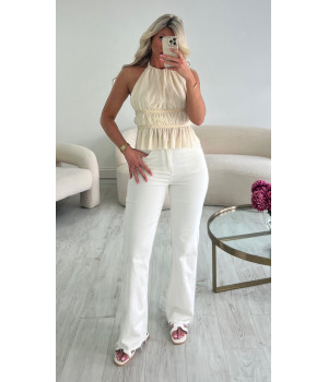 Jeans blanc wide leg stretch
