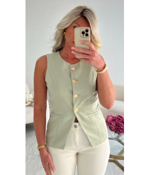 Sage bolero top with gold...