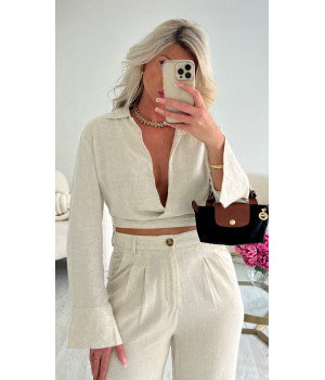 Beige linen blouse