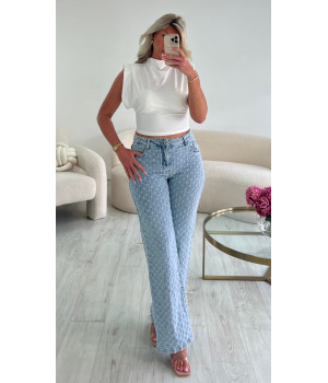 Jeans clair motifs wide leg...