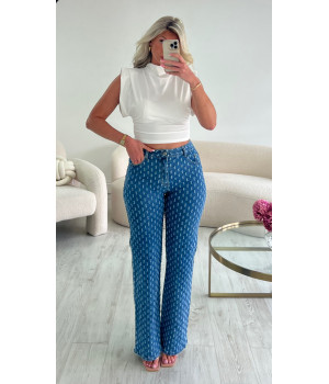 Raw patterned wide leg...