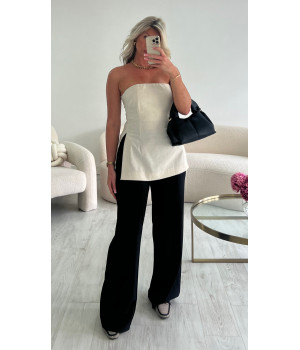 Top bustier lin beige
