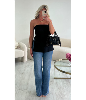 Black lin bustier top