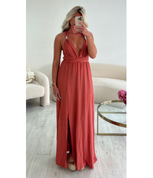Terracotta backless slit dress